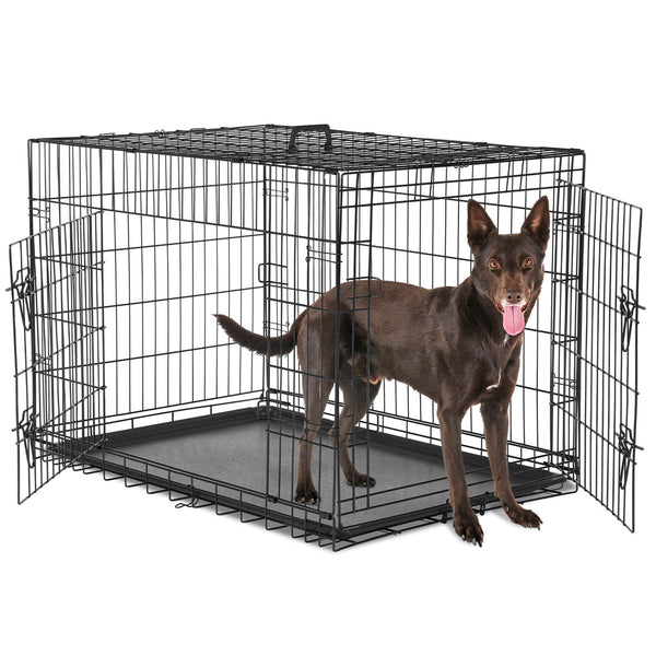 Sweetcrispy Dog Crate Double Door with Divider Foldable Indoor/Outdoor