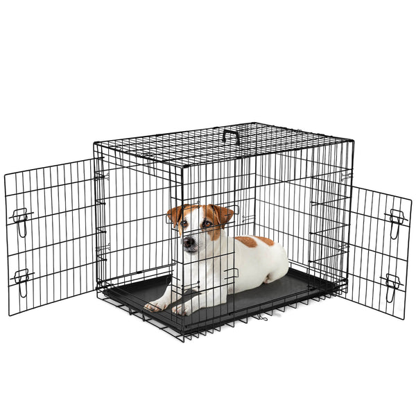 Sweetcrispy Dog Crate Double Door with Divider Foldable Indoor/Outdoor