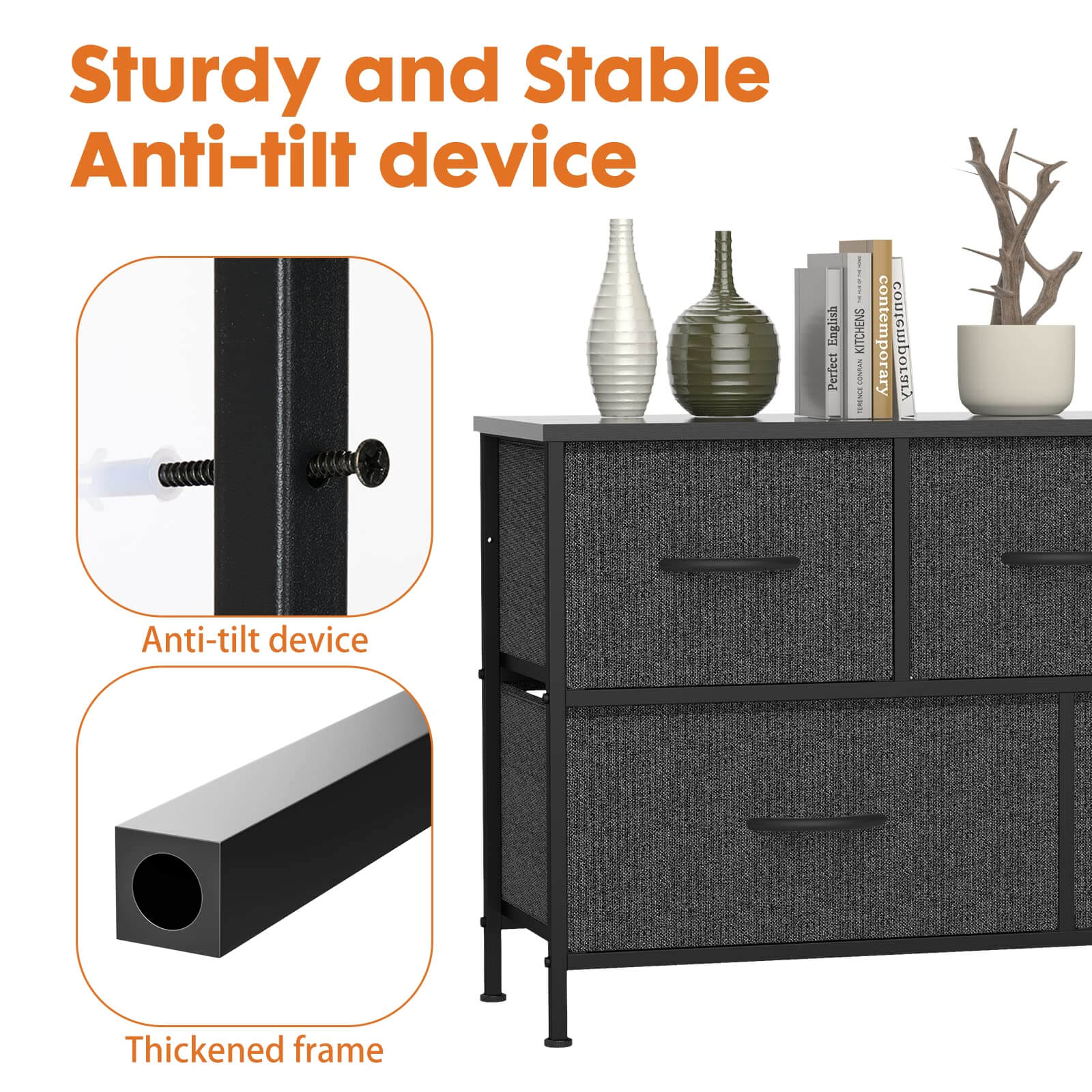 metal cabinet dresser CSC DECOR INC Black 40 in. H Storage Cabinet with 4 Drawers Metal Dresser & Chests of Drawers for Office, Bedroom, Living Room, Garage COD-P872-ZT3421