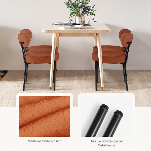 SWEETCRISPY Dining Chairs, Upholstered with Boucle Fabric, Ergonomic Backrest, Matte Black Metal Legs