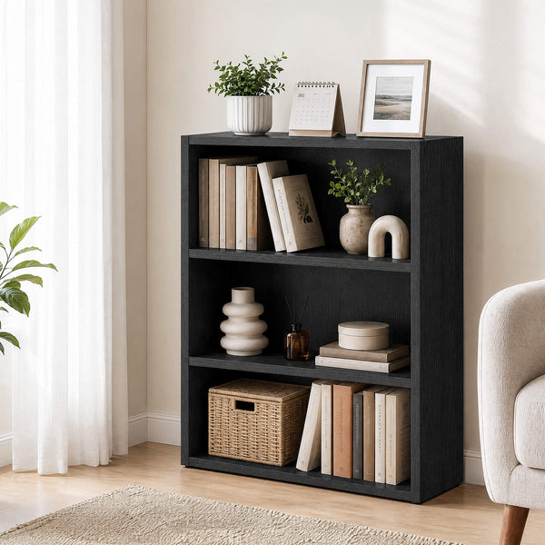 Sweetcrispy Adjustable Bookshelf, Freestanding Bookcase with Storage