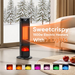 Sweetcrispy HaloFlame Electric Fireplace Tower Heater