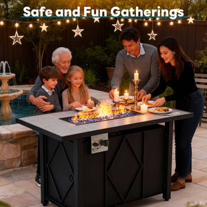 Sweetcrispy 43" Outdoor Fire Pit Table with 50,000 BTU Heater