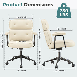 Sweetcrispy Ergonomic PU Upholstered Office Chair with Armrests, Height Adjustable