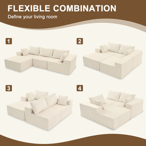 Sweetcrispy 108" Modern Modular Couch Sectional Sofa for Living Room