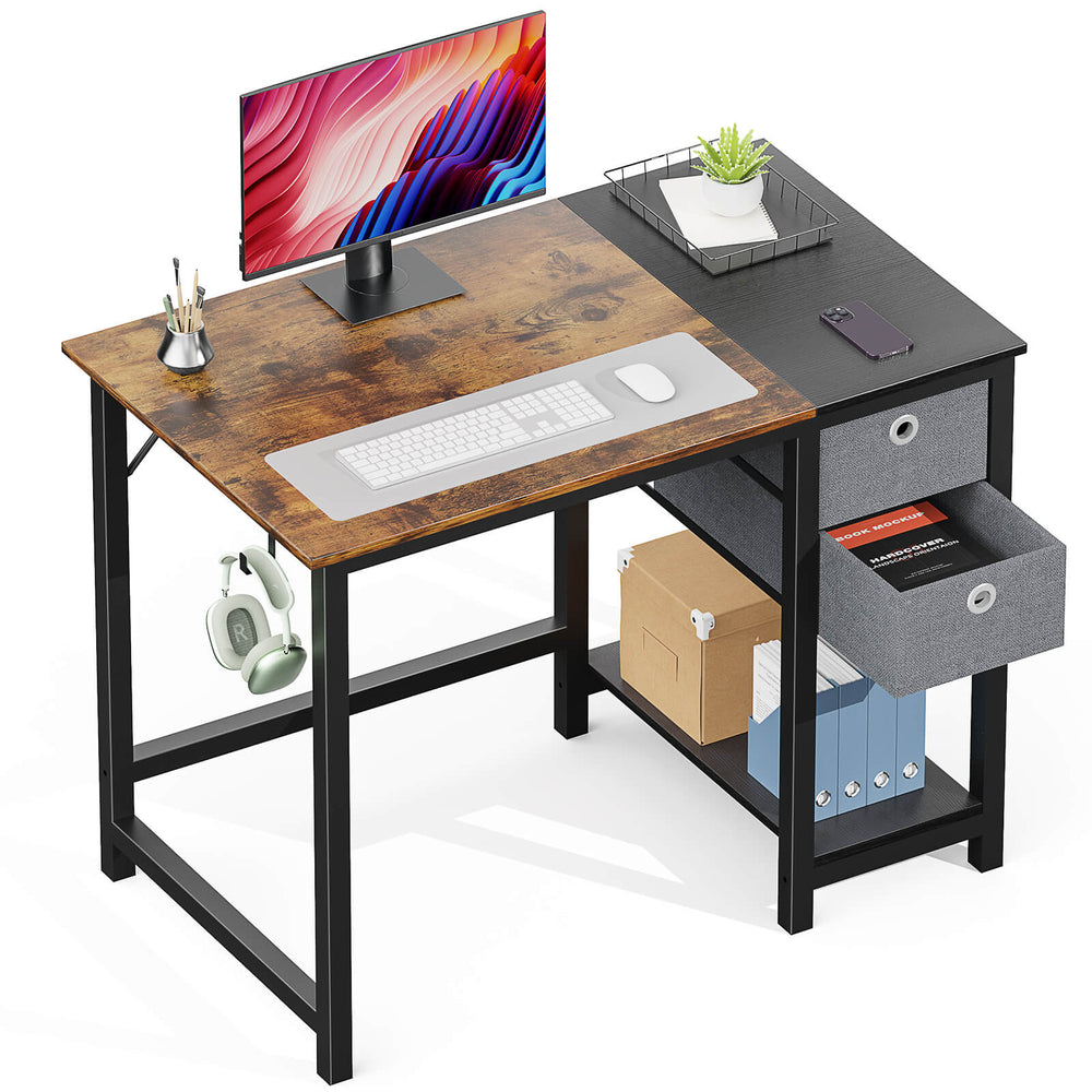 Sweetcrispy Computer Desk with Drawers for Bedroom Playroom