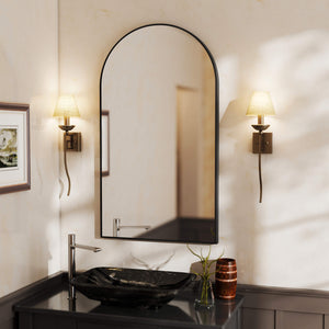 Sweetcrispy Gothic Arched Wall Mirror for Bathroom