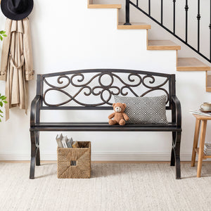 Sweetcrispy 50" Metal Patio Garden Bench for Lawn & Garden