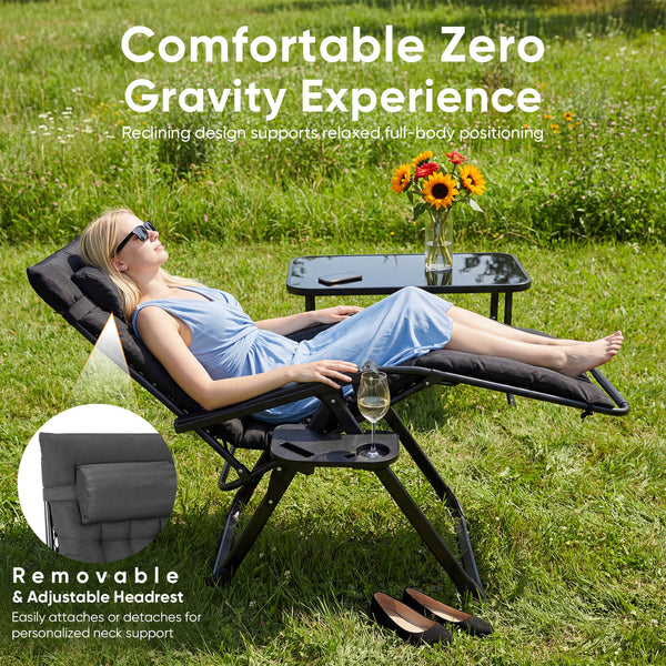 Sweetcrispy Foldable Zero-Gravity Outdoor Lounge Chair for Beach/Patio