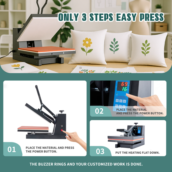 Sweetcrispy 15x15 Heat Press Machine for DIY, Fast Heating and Adjustable Pressure