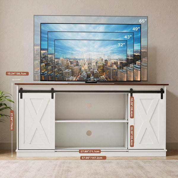 Sweetcrispy 58“ Sliding Barn Door TV Cabinet
