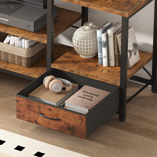 Sweetcrispy TV Stand with 2 Fabric Drawers & Adjustable Shevles  for Living Room