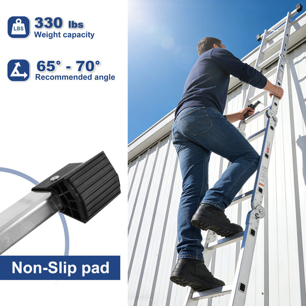 Sweetcrispy 7-in-1 Aluminum Folding Ladder, Extension Telescoping Ladder with Safety Locks