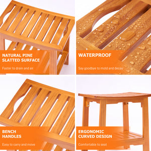 Sweetcrispy Teak Shower Bench, Adjustable Shower Stool with Non-Slip Seat for Bathroom, Tub, Spa and Outdoor Use