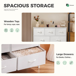 Sweetcrispy Dresser Wooden Top with Storage for Living Room Bedroom