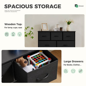 Sweetcrispy Dresser Wooden Top with Storage for Living Room Bedroom