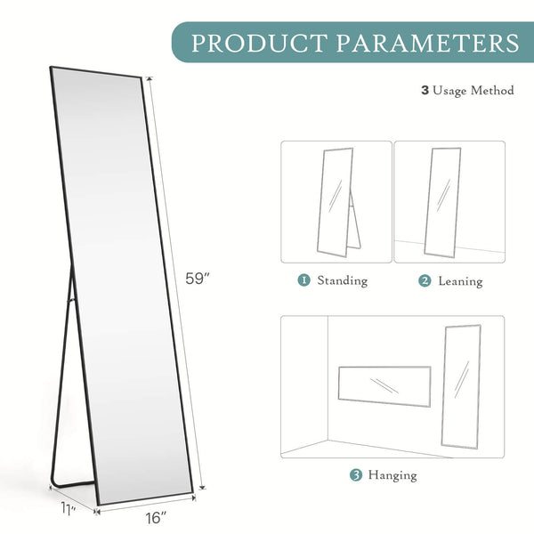 Sweetcrispy Full Length Mirror Standing or Hanging for Bedroom