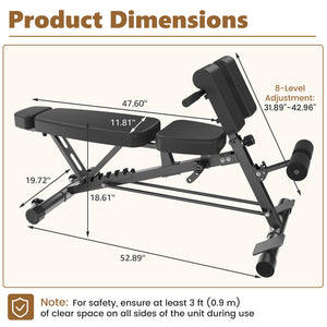Sweetcrispy Adjustable Weight Bench, Foldable Strength Training Bench with 6 Backrest Positions, Incline Decline Flat Modes, 660 lbs Capacity for Home Gym Workout