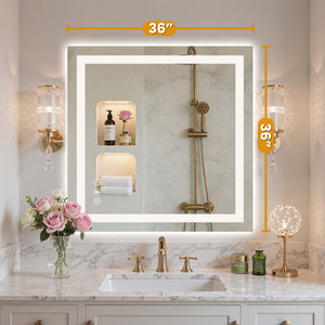 Sweetcrispy Rectangular LED Bathroom Mirror with Anti-Fog & Touch Control