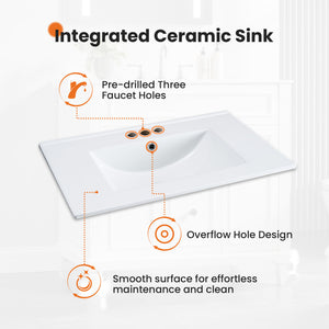 Sweetcrispy 24-Inch Bathroom Vanity with Sink, Double Doors, Natural Wood Style