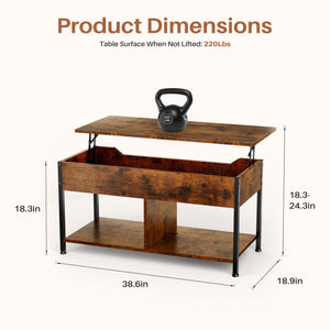 Sweetcrispy Adjustable Lift-Top Coffee Table with Storage for Living Room
