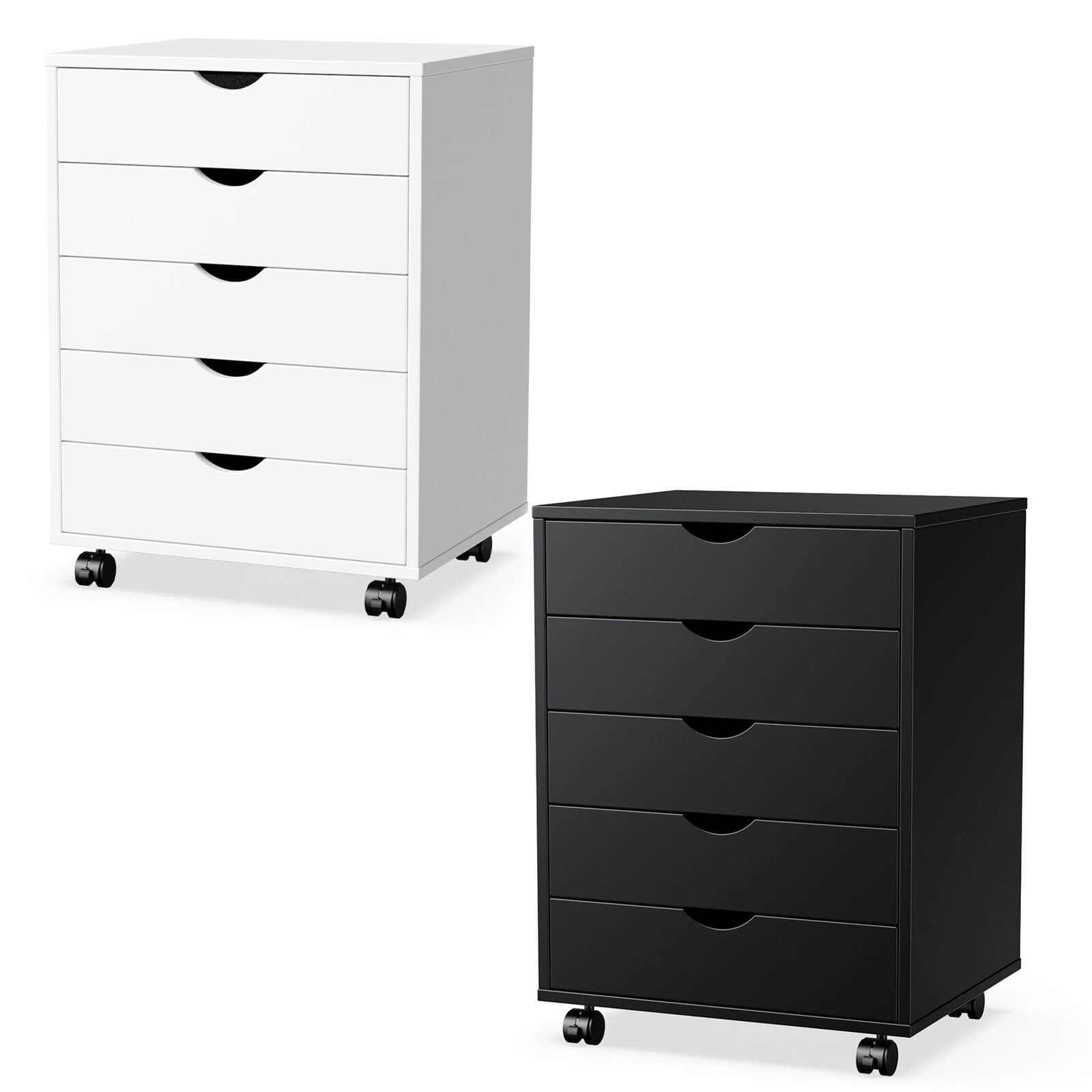 5 drawer ikea dresser Sweetcrispy 5 Drawer Chest of Drawers for Living Room Office, Black+white Wood(2 Pack)