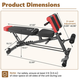 Sweetcrispy Adjustable Weight Bench, Foldable Strength Training Bench with 6 Backrest Positions, Incline Decline Flat Modes, 660 lbs Capacity for Home Gym Workout