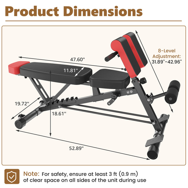 Sweetcrispy Adjustable Weight Bench, Foldable Strength Training Bench with 6 Backrest Positions, Incline Decline Flat Modes, 660 lbs Capacity for Home Gym Workout