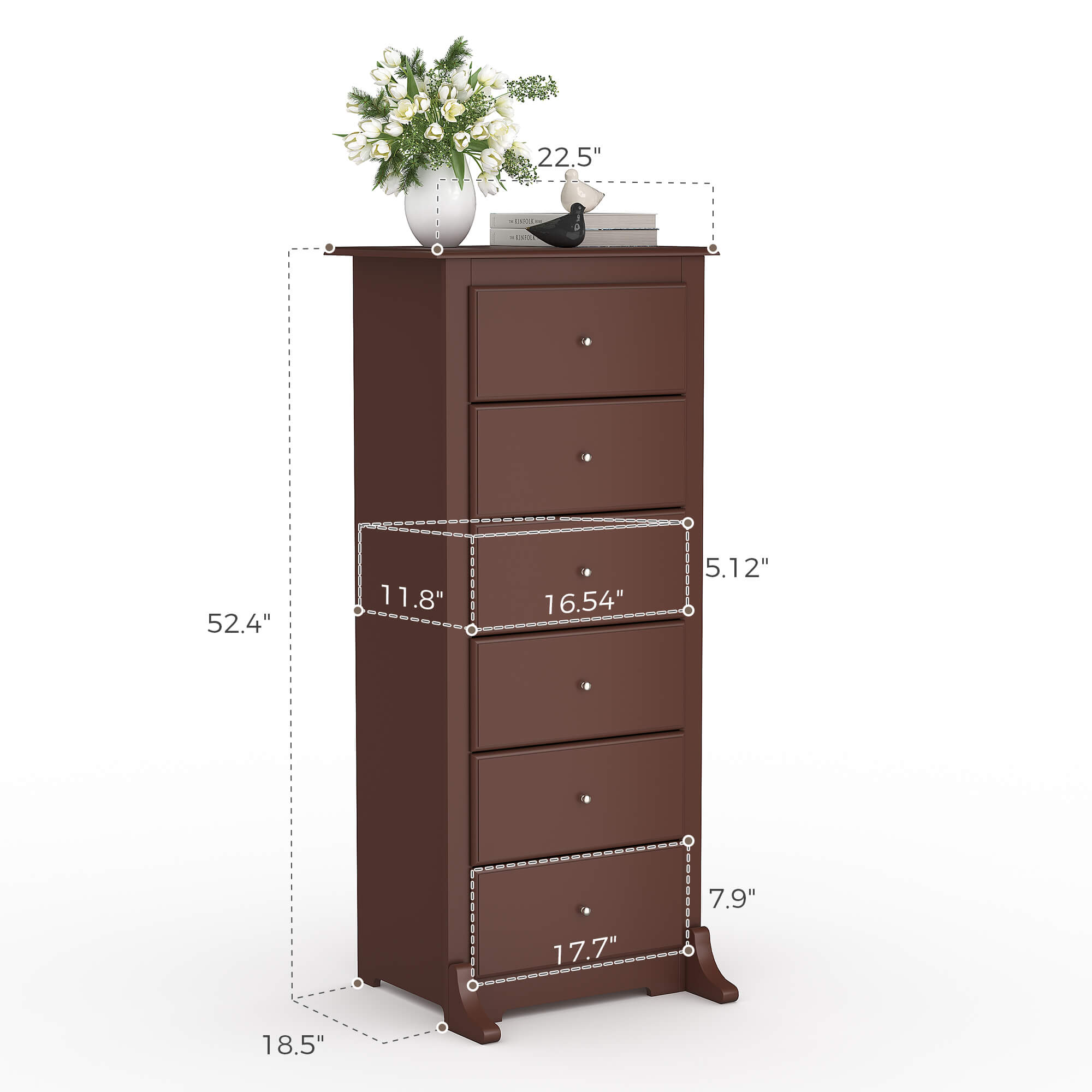 tall 6 drawer dresser Wamsutter Solid Mahogany Wood Overall measures 41.3 (H) x 26.6 (W) x 14.6 (D) Sweetcrispy Tall 6-Drawer Wooden Dresser