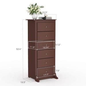 Sweetcrispy Tall 6-Drawer Wooden Dresser for Bedroom and Living Room