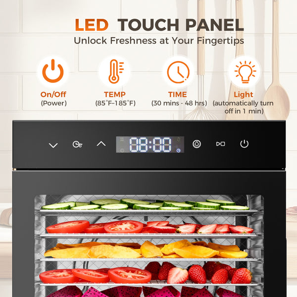Sweetcrispy Food Dehydrator with 8 Stainless Trays for Homemade Snacks