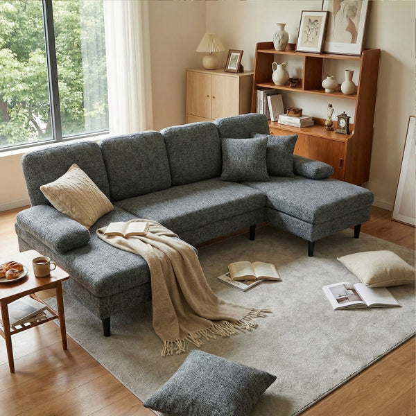 Sweetcrispy U-Shaped Modular Sectional Sofa Couch with Pillows for Living Room