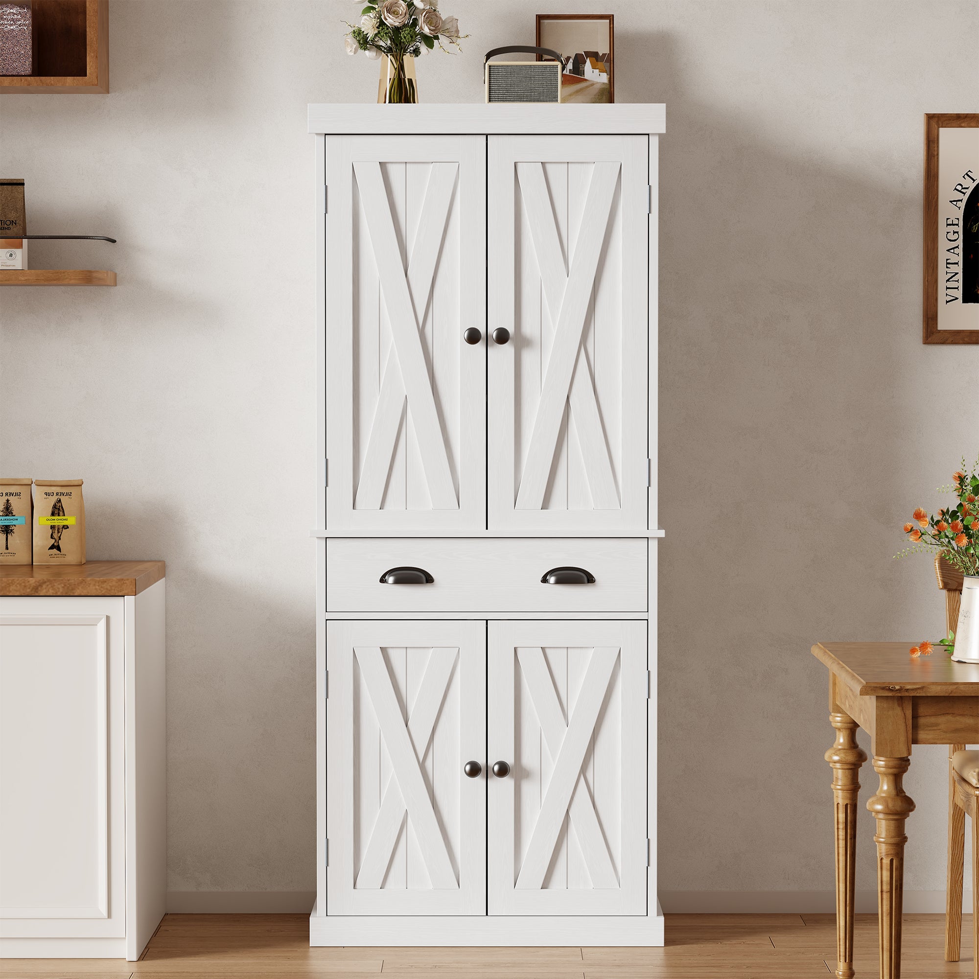 Sweetcrispy 72.2" Tall Kitchen Pantry Storage Cabinet with Adjustable Shelves and Drawer – sweetcrispy