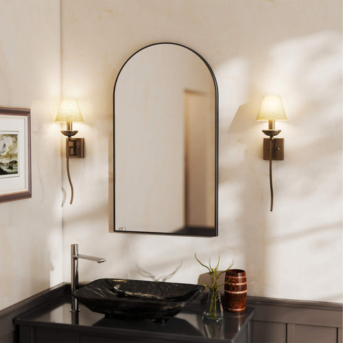Sweetcrispy Gothic Arched Wall Mirror for Bathroom