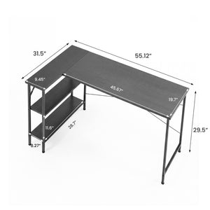 Sweetcrispy, L Shaped Computer Desk with Storage Shelves, Corner Office Desk