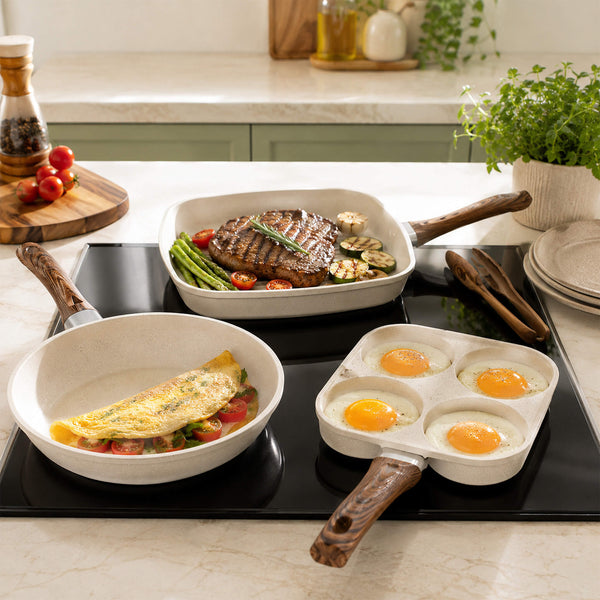 Sweetcrispy 17-Piece Non-Stick Cookware Set with Detachable Handles