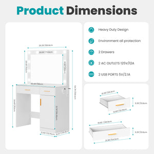 Sweetcrispy Makeup Vanity Desk with Oversized LED Mirror