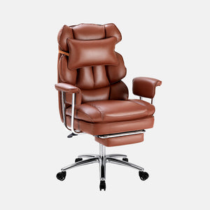 Sweetcrispy Computer Chair Leather with Leg Rest for Office