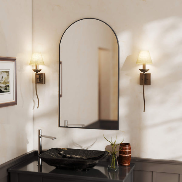 Sweetcrispy Gothic Arched Wall Mirror for Bathroom