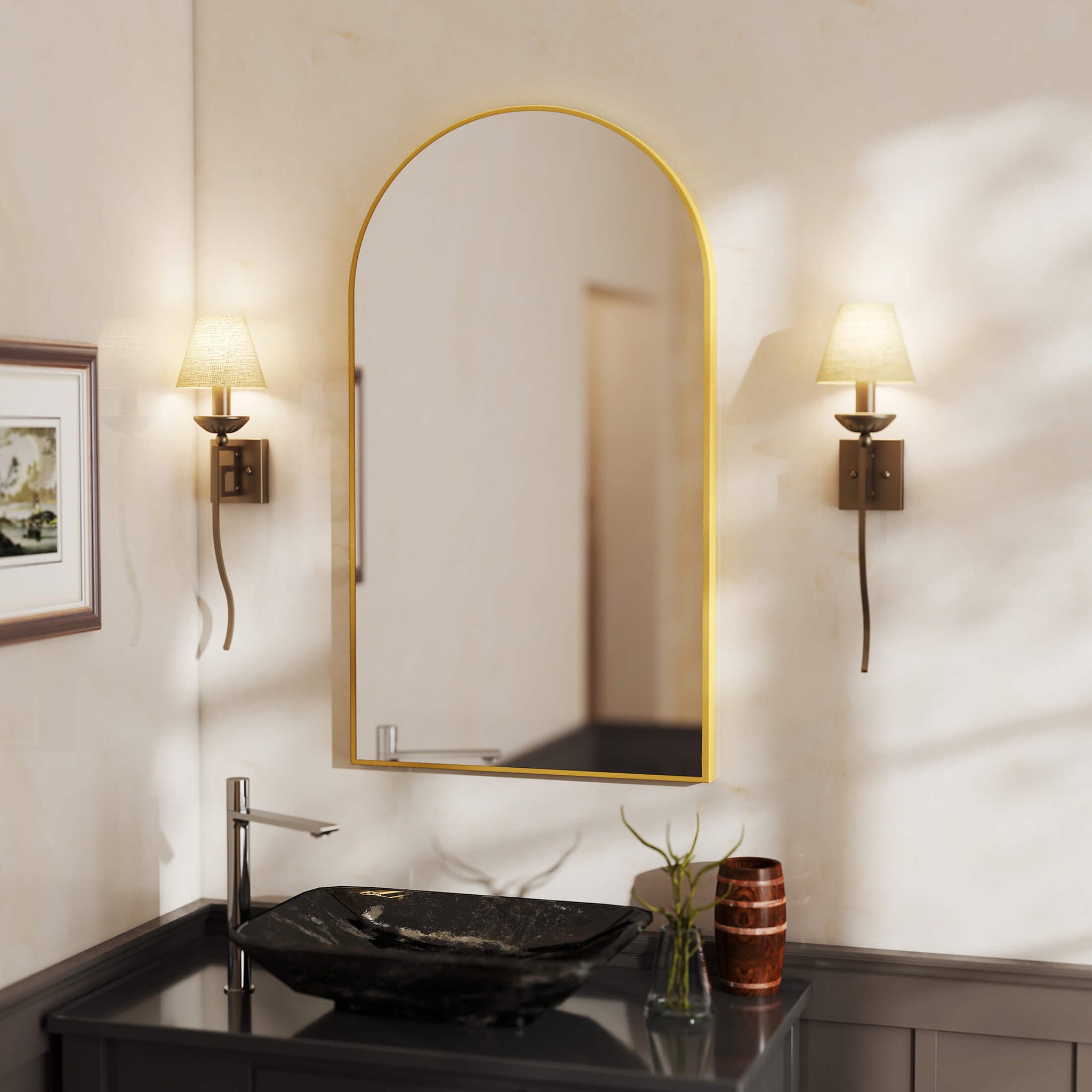 Sweetcrispy Gothic Arched Wall Mirror for Bathroom – sweetcrispy