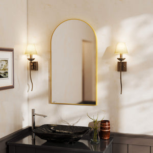 Sweetcrispy Gothic Arched Wall Mirror for Bathroom