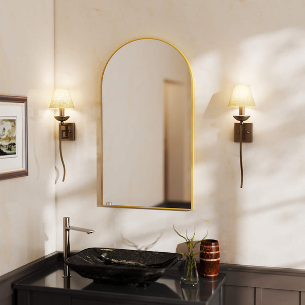 Sweetcrispy Gothic Arched Wall Mirror for Bathroom