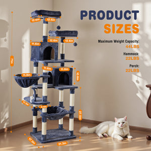 Sweetcrispy 71" Multi-Level Cat Tree, Cat Tower for Indoor Cats