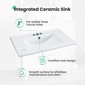 Sweetcrispy Freestanding Bathroom Vanity with Sink, 1 Door and Multiple Drawers