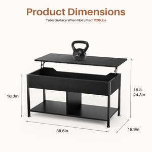 Sweetcrispy Adjustable Lift-Top Coffee Table with Storage for Living Room