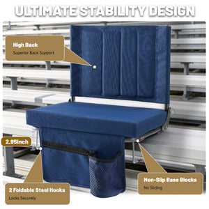 Sweetcrispy Stadium Seat with Back Support, Foldable Cushioned Portable Bleacher Chair for Sports Outdoor Events