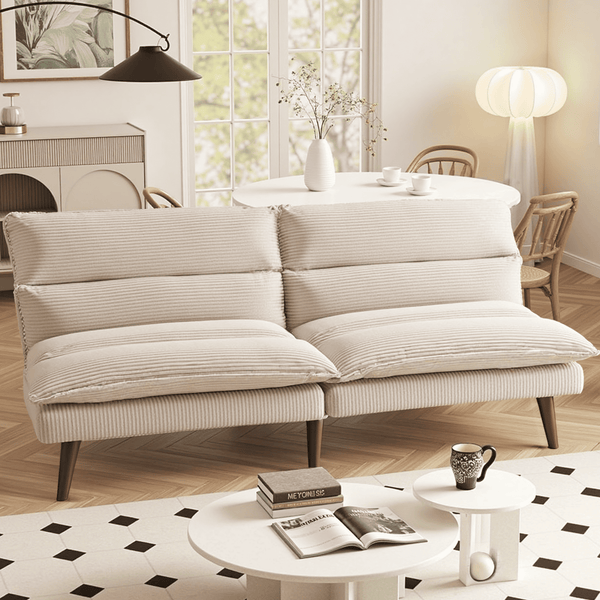 Sweetcrispy Corduroy Convertible Futon Sofa Bed for Living Room & Small Spaces