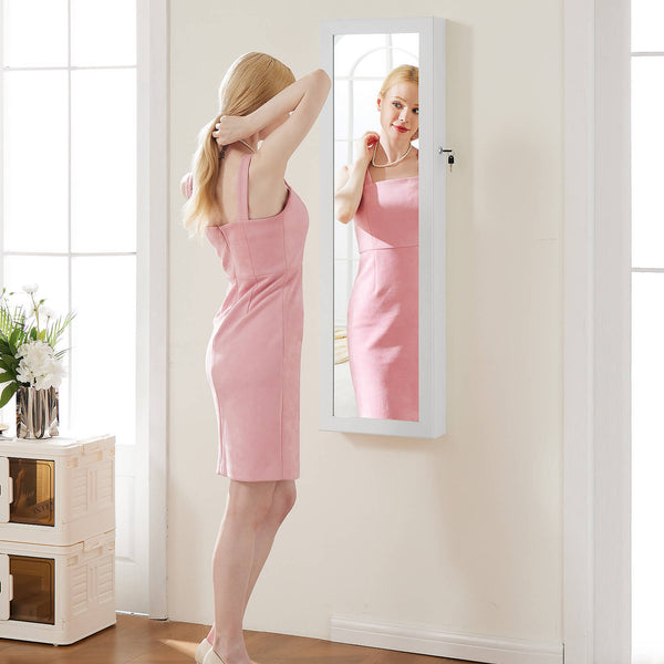 Sweetcrispy Jewellery Cabinet Hangable with Mirror for Bedroom