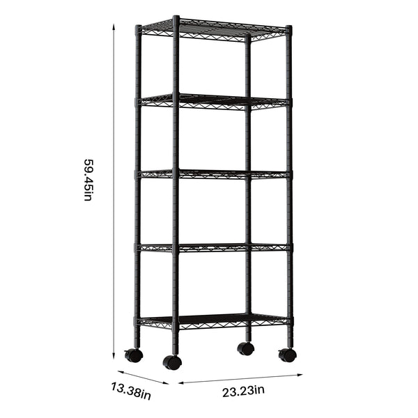 Sweetcrispy Heavy Duty Rolling Wire Storage Shelves for Kitchen/Pantry/Basement