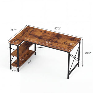 Sweetcrispy, L Shaped Computer Desk with Storage Shelves, Corner Office Desk
